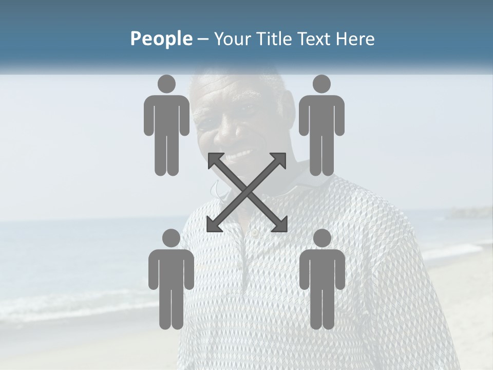 A Man Standing On A Beach With The Ocean In The Background PowerPoint Template