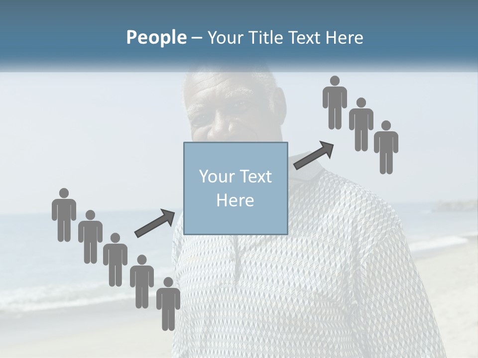 A Man Standing On A Beach With The Ocean In The Background PowerPoint Template