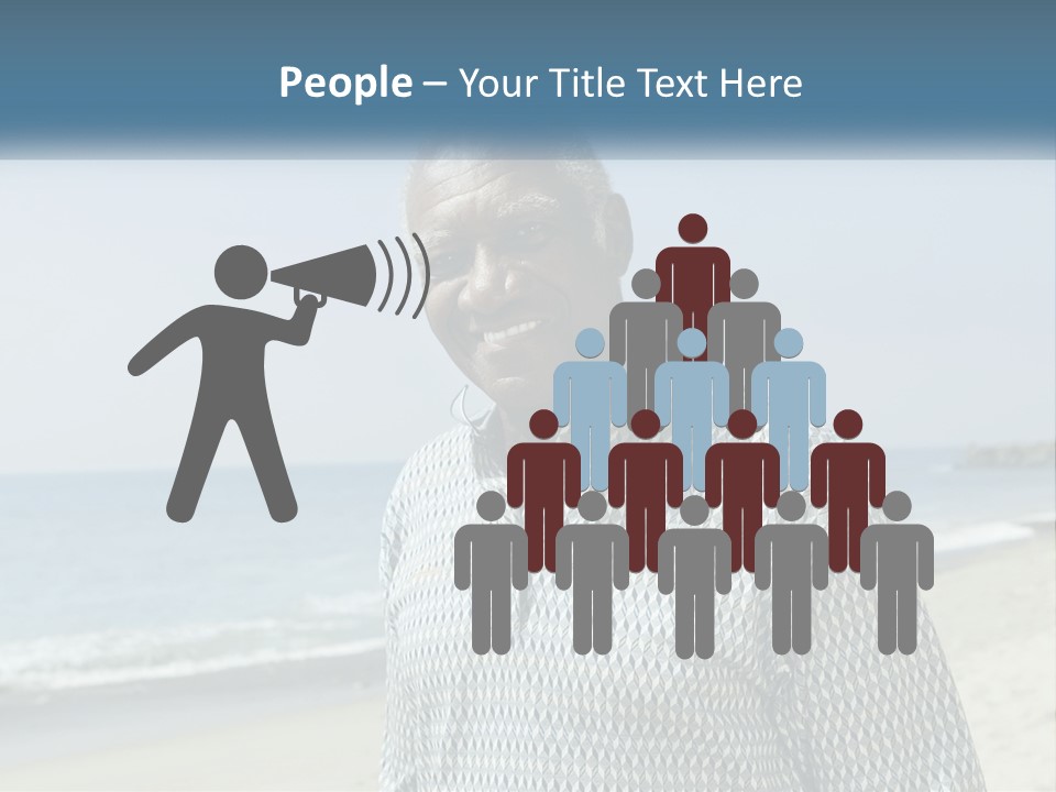 A Man Standing On A Beach With The Ocean In The Background PowerPoint Template