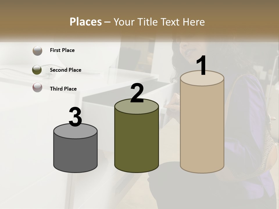 A Woman Is Looking At A Piece Of Furniture PowerPoint Template