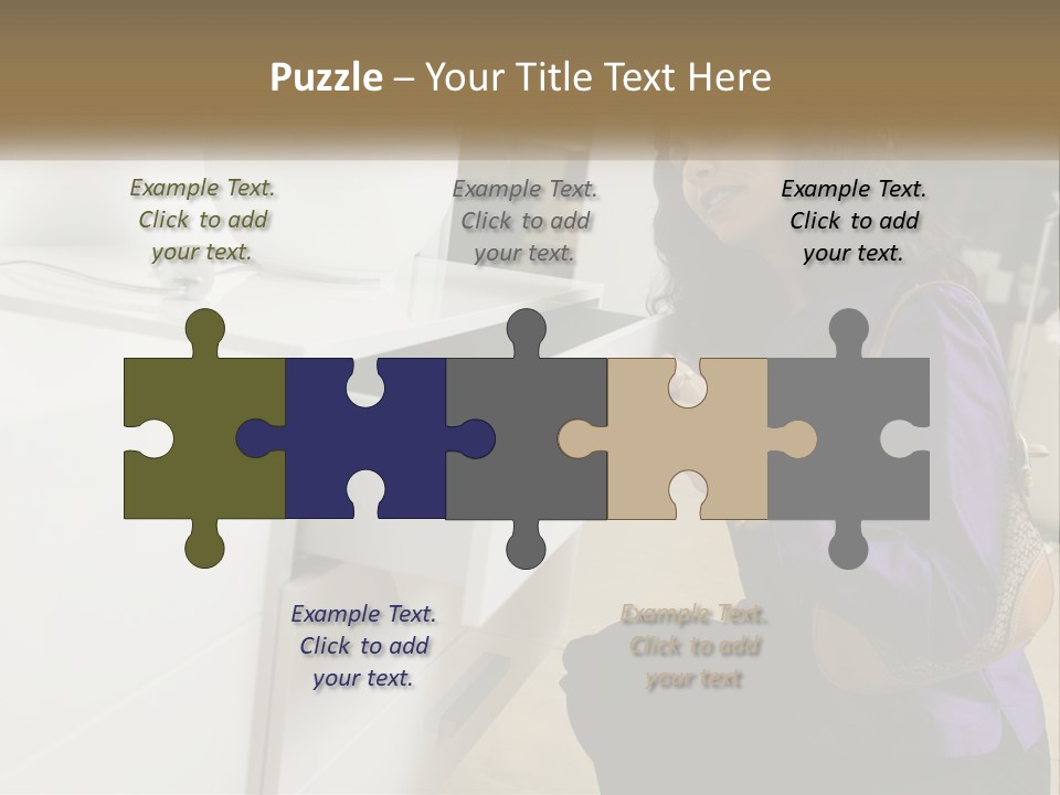 A Woman Is Looking At A Piece Of Furniture PowerPoint Template