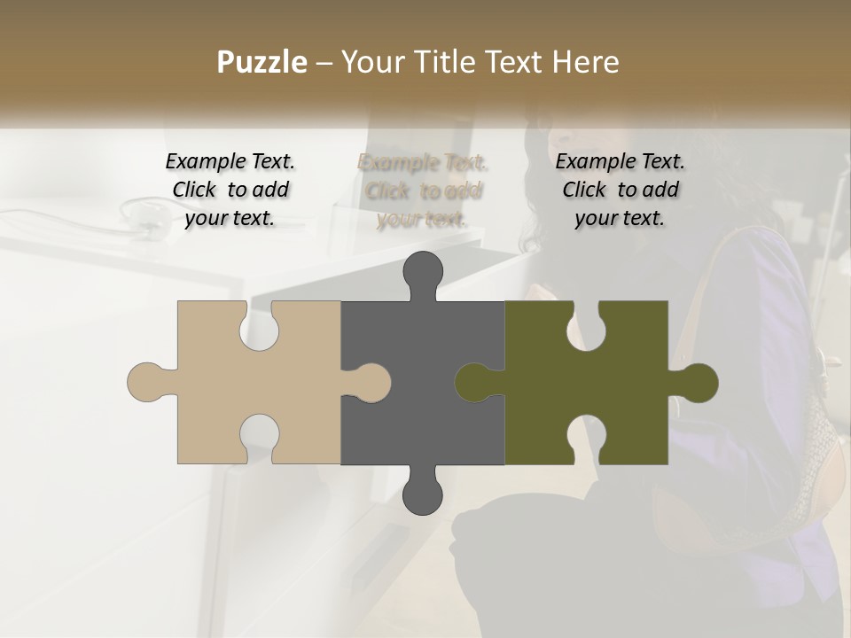 A Woman Is Looking At A Piece Of Furniture PowerPoint Template