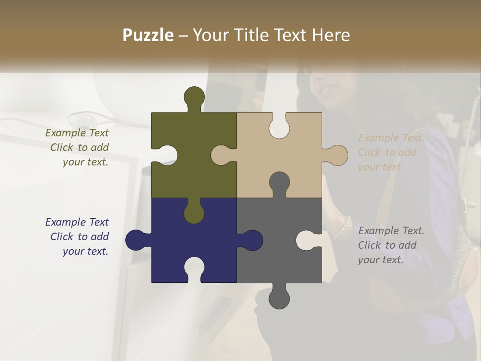 A Woman Is Looking At A Piece Of Furniture PowerPoint Template