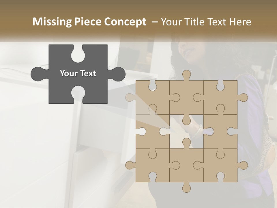 A Woman Is Looking At A Piece Of Furniture PowerPoint Template