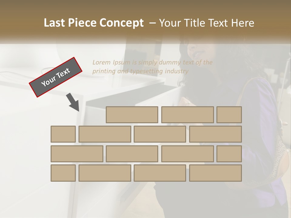 A Woman Is Looking At A Piece Of Furniture PowerPoint Template