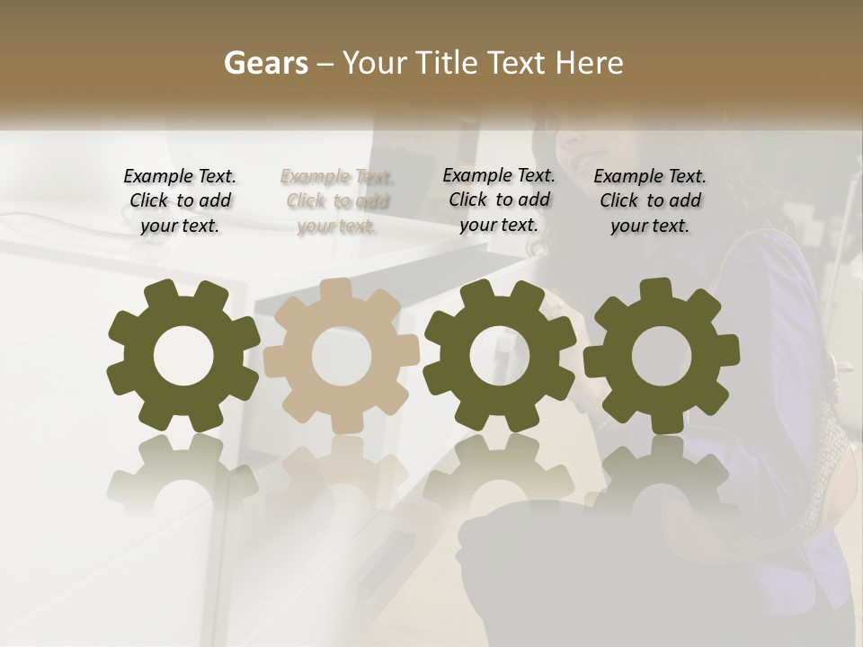 A Woman Is Looking At A Piece Of Furniture PowerPoint Template