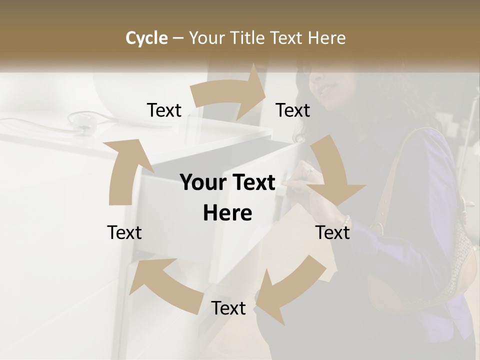 A Woman Is Looking At A Piece Of Furniture PowerPoint Template