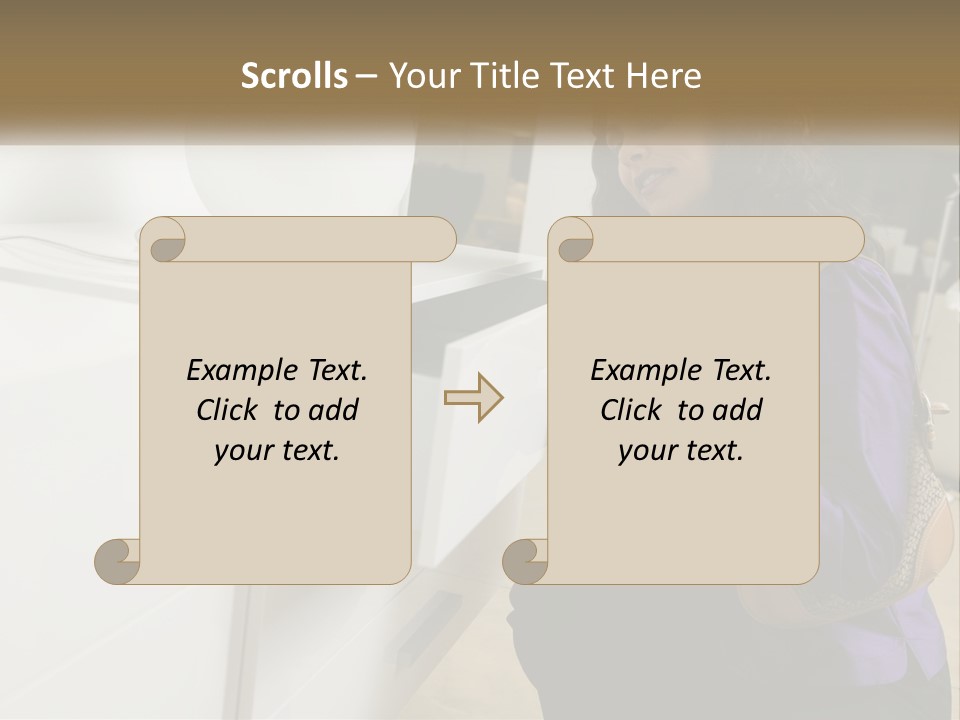 A Woman Is Looking At A Piece Of Furniture PowerPoint Template