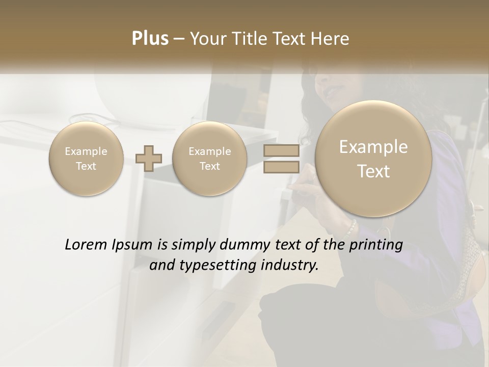 A Woman Is Looking At A Piece Of Furniture PowerPoint Template