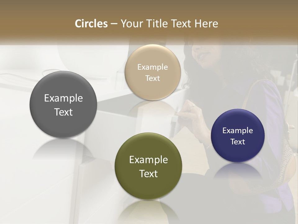 A Woman Is Looking At A Piece Of Furniture PowerPoint Template