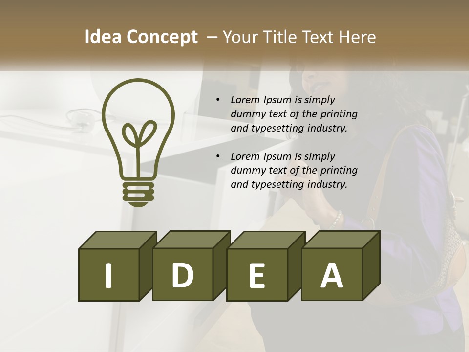 A Woman Is Looking At A Piece Of Furniture PowerPoint Template