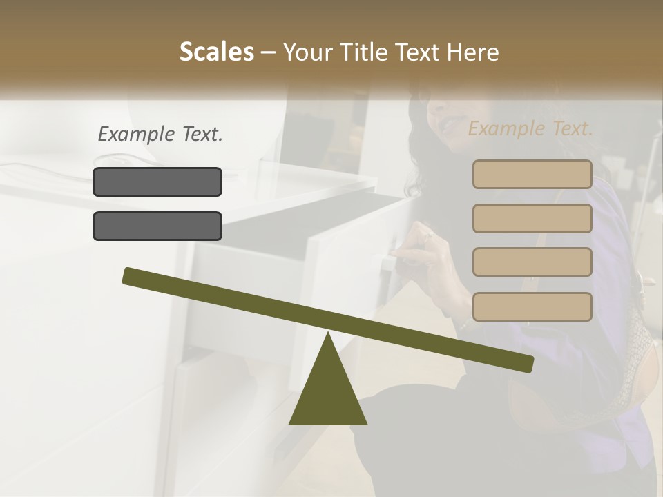 A Woman Is Looking At A Piece Of Furniture PowerPoint Template