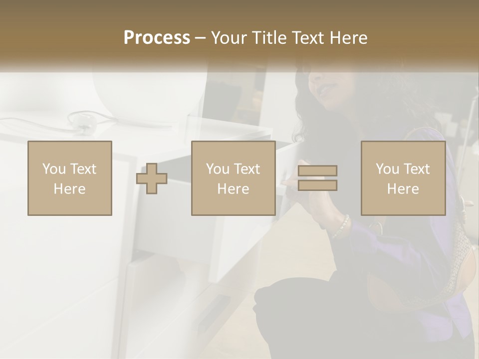 A Woman Is Looking At A Piece Of Furniture PowerPoint Template