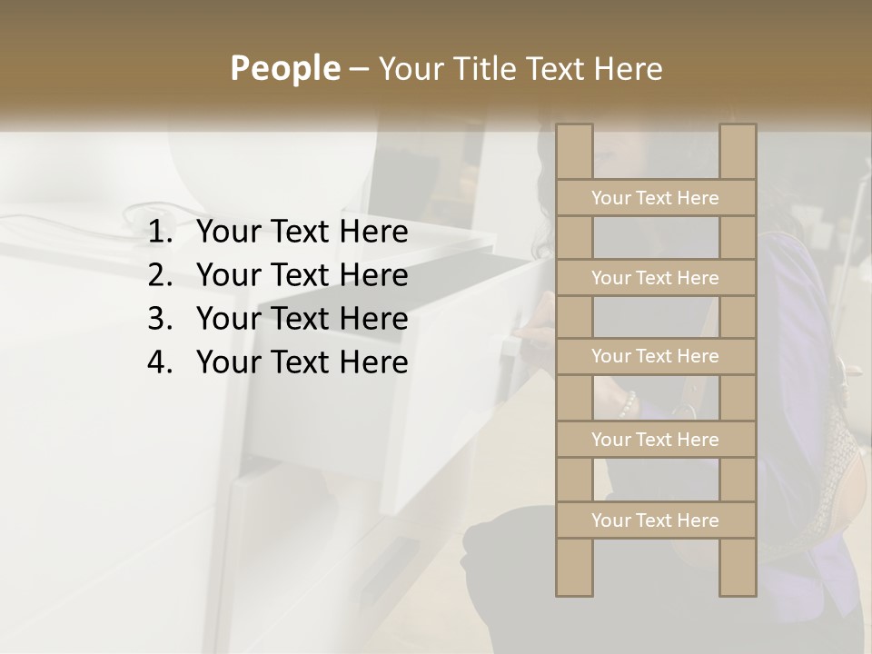 A Woman Is Looking At A Piece Of Furniture PowerPoint Template