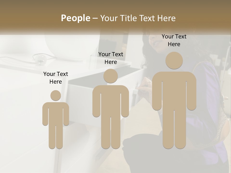 A Woman Is Looking At A Piece Of Furniture PowerPoint Template