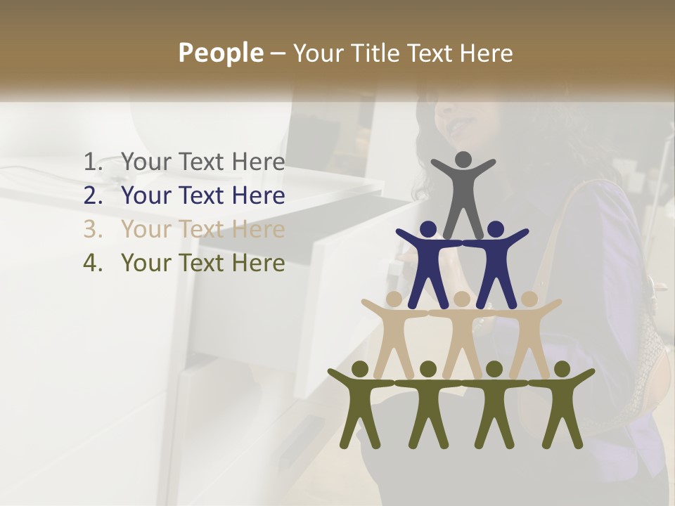 A Woman Is Looking At A Piece Of Furniture PowerPoint Template