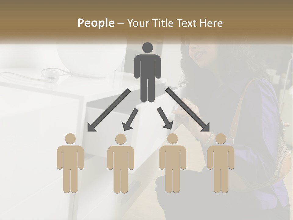 A Woman Is Looking At A Piece Of Furniture PowerPoint Template