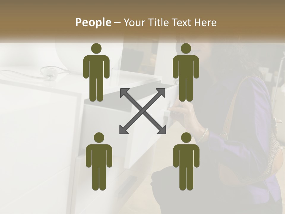 A Woman Is Looking At A Piece Of Furniture PowerPoint Template