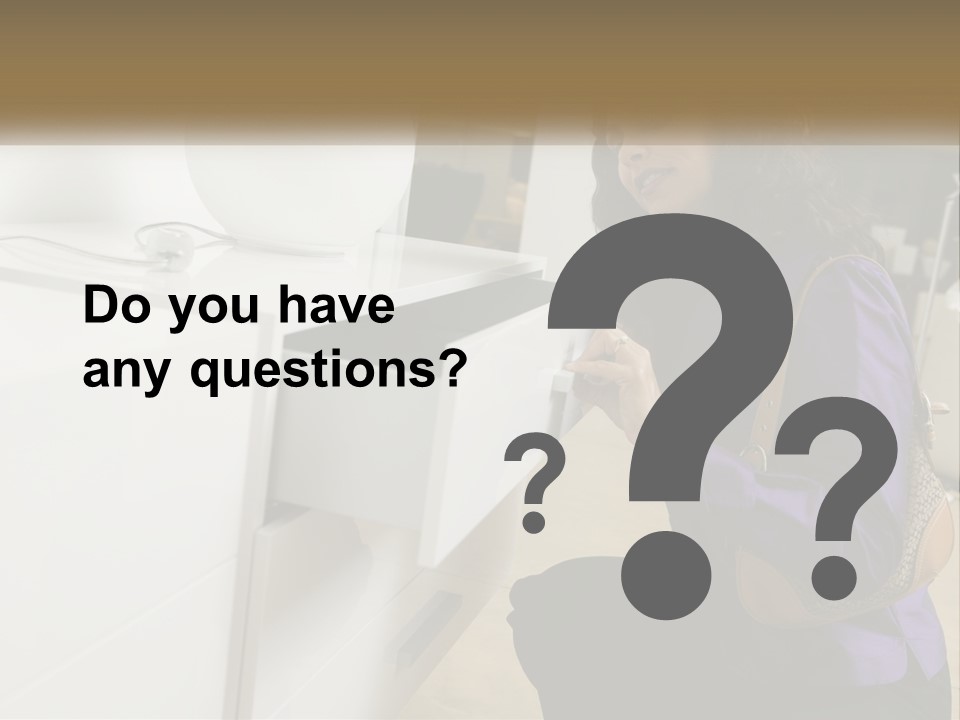 A Woman Is Looking At A Piece Of Furniture PowerPoint Template