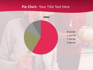 A Woman In A Red Shirt Is Eating A Plate Of Food PowerPoint Template