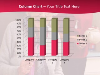 A Woman In A Red Shirt Is Eating A Plate Of Food PowerPoint Template