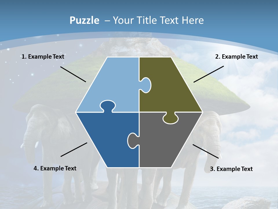 A Group Of Elephants Standing On Top Of A Turtle PowerPoint Template
