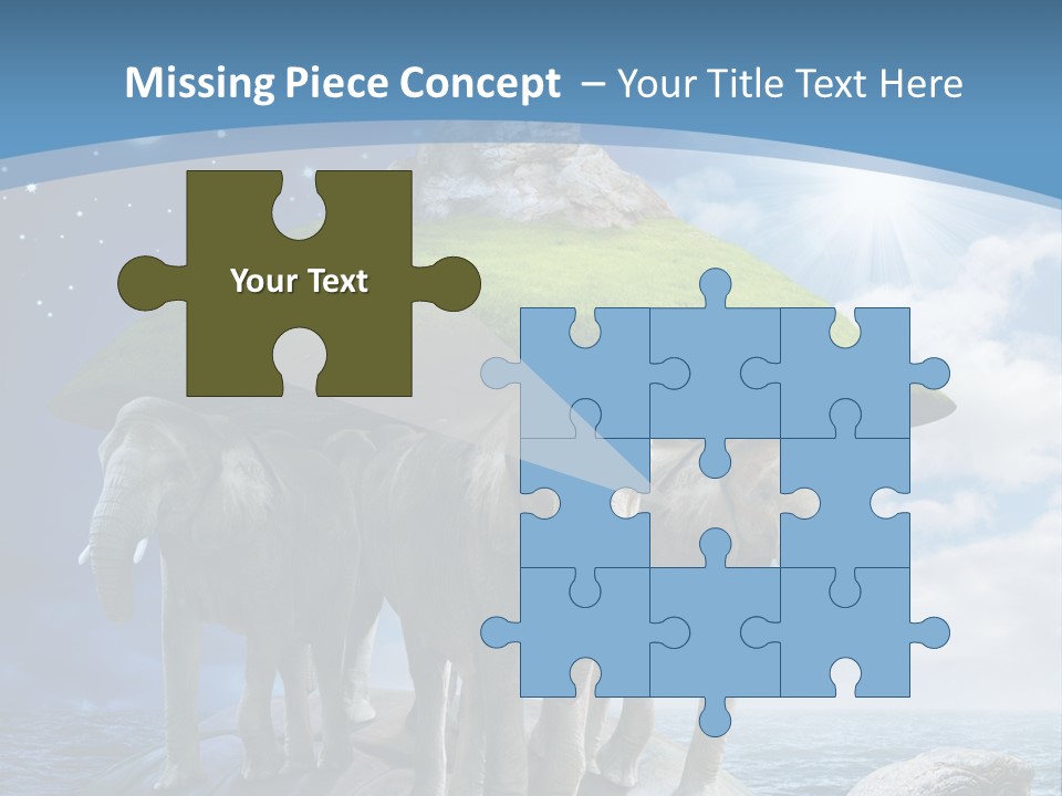 A Group Of Elephants Standing On Top Of A Turtle PowerPoint Template