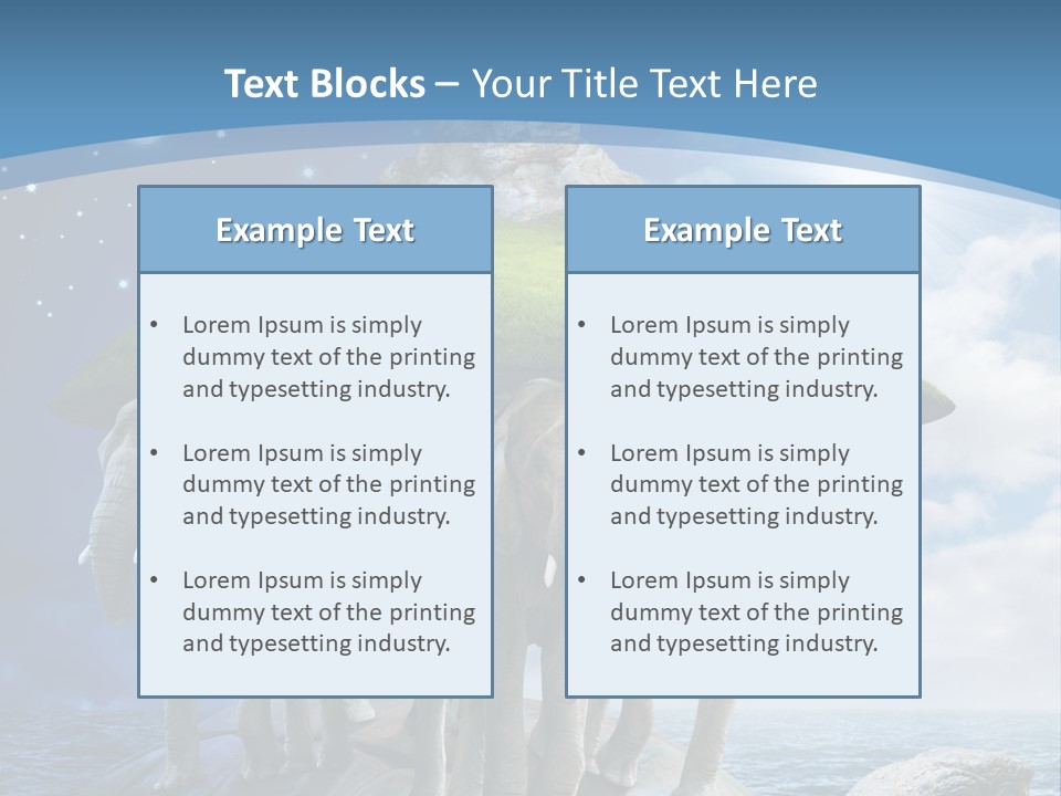 A Group Of Elephants Standing On Top Of A Turtle PowerPoint Template