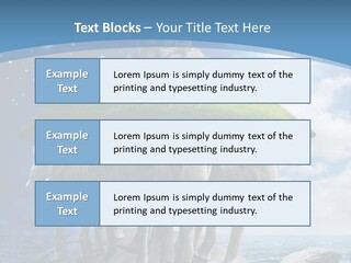 A Group Of Elephants Standing On Top Of A Turtle PowerPoint Template