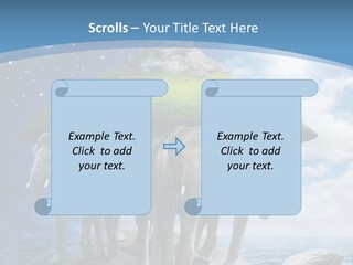 A Group Of Elephants Standing On Top Of A Turtle PowerPoint Template