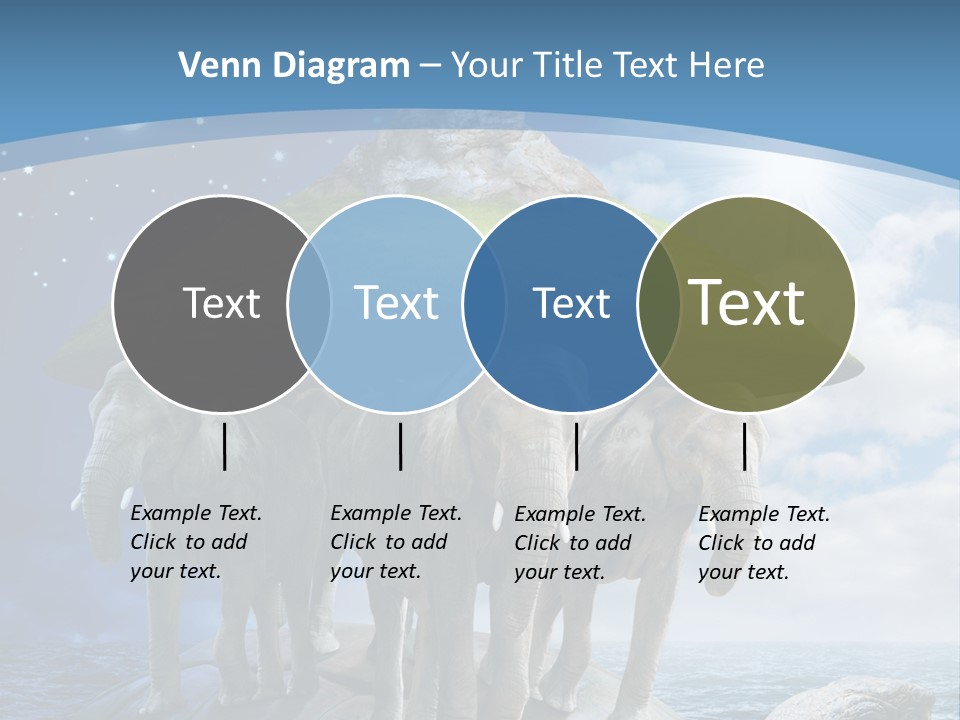 A Group Of Elephants Standing On Top Of A Turtle PowerPoint Template