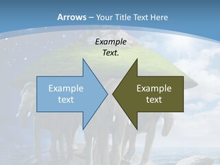 A Group Of Elephants Standing On Top Of A Turtle PowerPoint Template