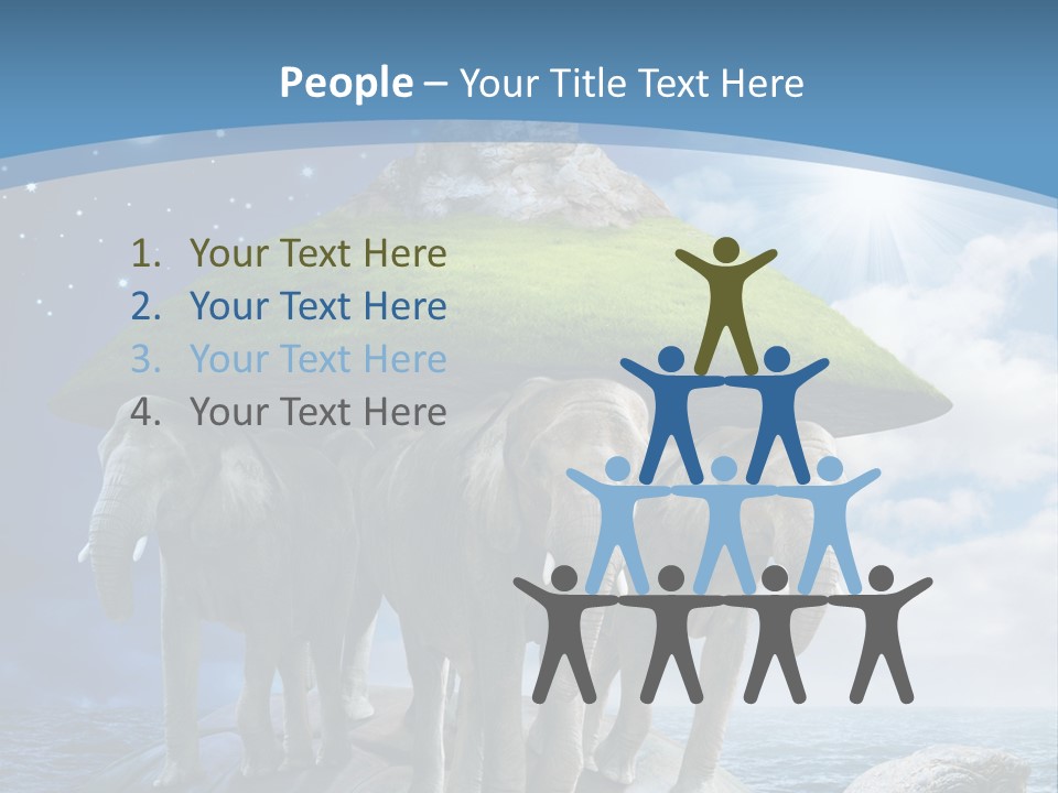 A Group Of Elephants Standing On Top Of A Turtle PowerPoint Template