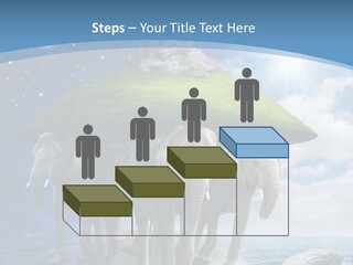 A Group Of Elephants Standing On Top Of A Turtle PowerPoint Template