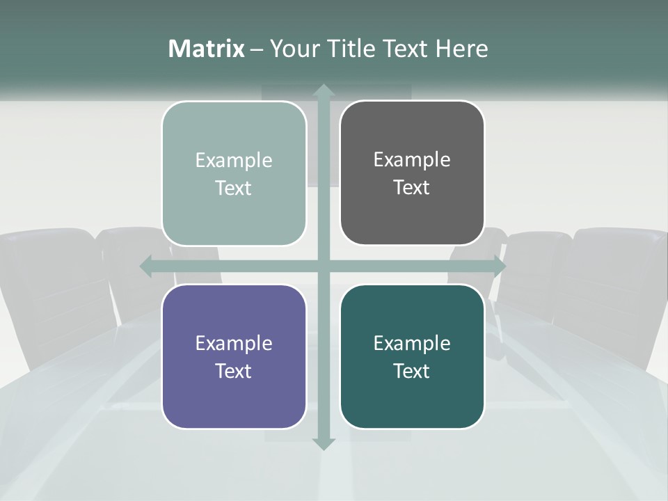 A Glass Conference Table With Black Leather Chairs PowerPoint Template