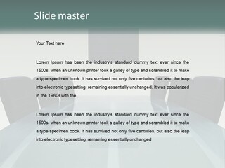 A Glass Conference Table With Black Leather Chairs PowerPoint Template