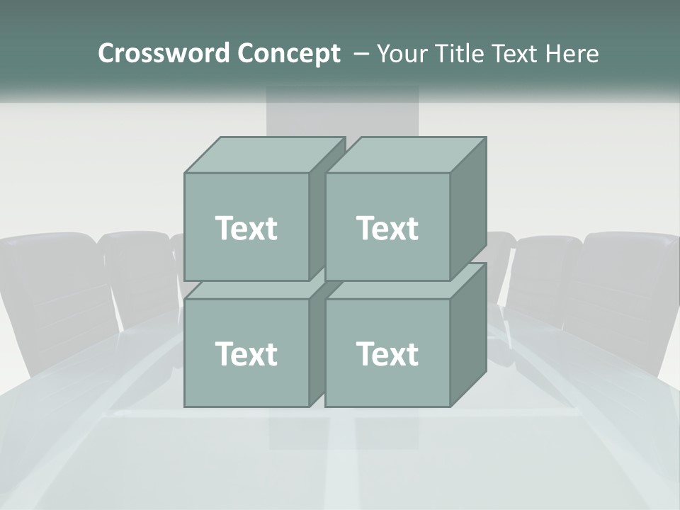 A Glass Conference Table With Black Leather Chairs PowerPoint Template