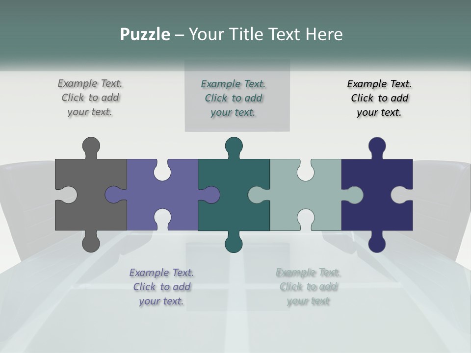 A Glass Conference Table With Black Leather Chairs PowerPoint Template