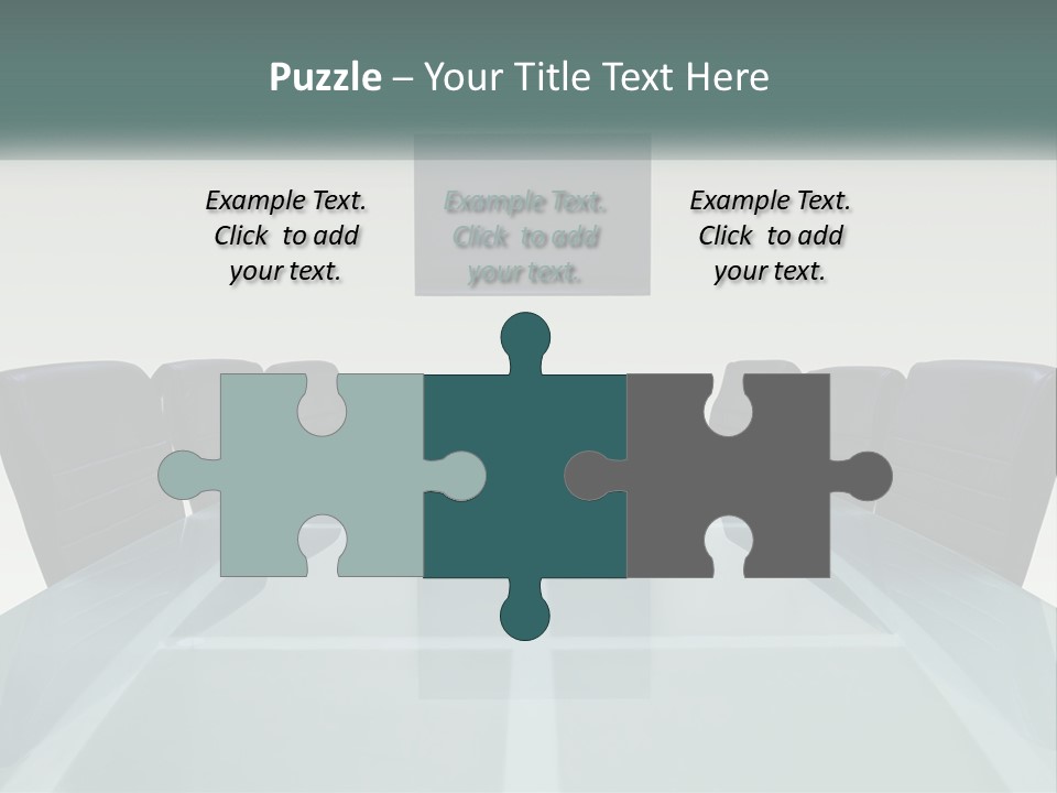 A Glass Conference Table With Black Leather Chairs PowerPoint Template