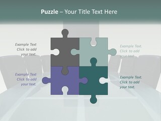 A Glass Conference Table With Black Leather Chairs PowerPoint Template