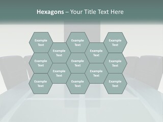 A Glass Conference Table With Black Leather Chairs PowerPoint Template