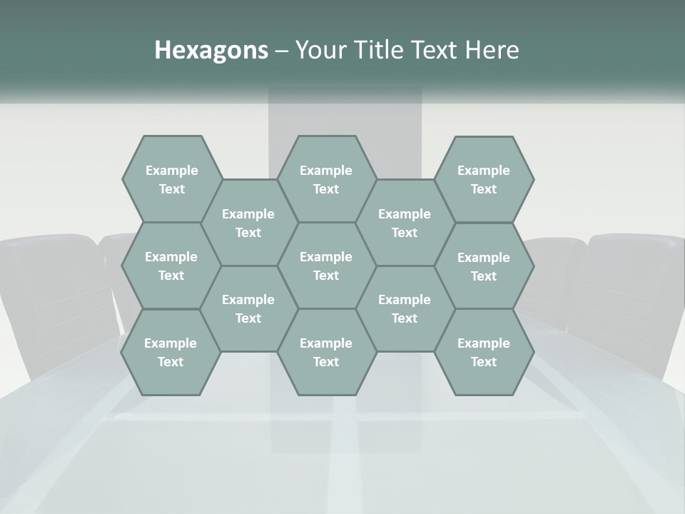 A Glass Conference Table With Black Leather Chairs PowerPoint Template