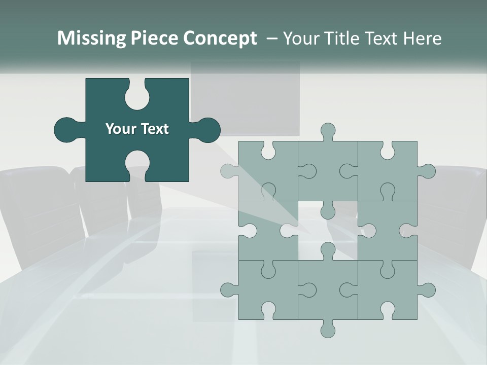 A Glass Conference Table With Black Leather Chairs PowerPoint Template