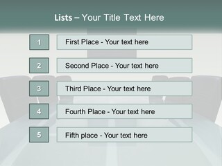 A Glass Conference Table With Black Leather Chairs PowerPoint Template