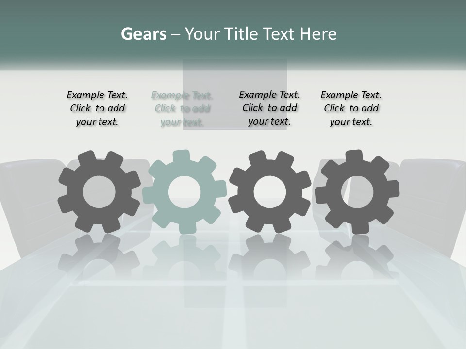 A Glass Conference Table With Black Leather Chairs PowerPoint Template