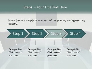 A Glass Conference Table With Black Leather Chairs PowerPoint Template
