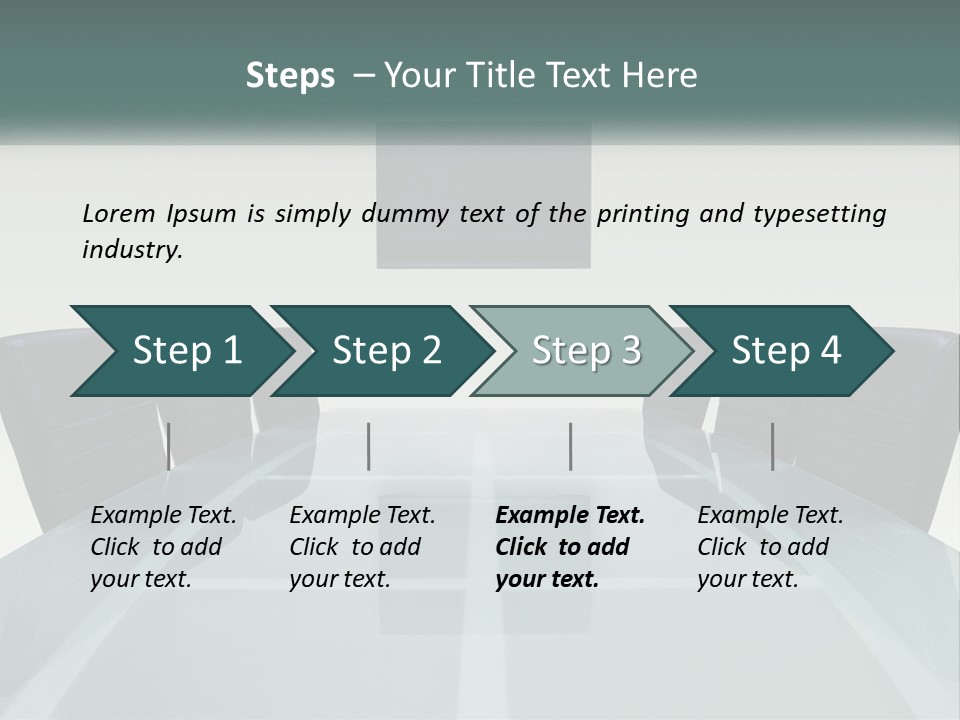 A Glass Conference Table With Black Leather Chairs PowerPoint Template