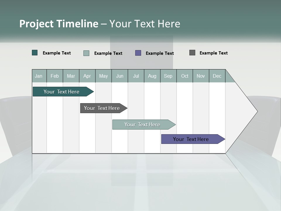 A Glass Conference Table With Black Leather Chairs PowerPoint Template