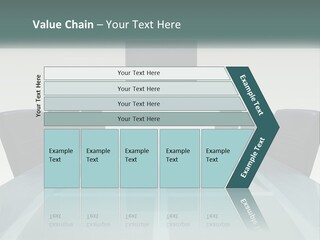 A Glass Conference Table With Black Leather Chairs PowerPoint Template