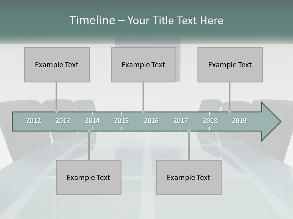 A Glass Conference Table With Black Leather Chairs PowerPoint Template